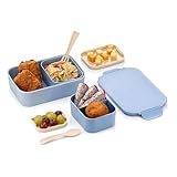 Biddoo Brotdose Kinder mit Besteck & herausnehmbaren Fächern – Bento Lunchbox BPA-frei –...