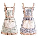 Hwtcjx Küchenschürze, 2 Stück Schürze mit Taschen, Verstellbare Küchen Schürze,...