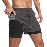 Danfiki Laufshorts Herren Kurze Sporthose Kurz mit Tasche Laufhose Herren Kurzmit Taschen Hosen...