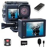 Apexcam X80Pro mit 64G Karte Action Cam 4K60FPS 48MP mit Doppelbildschirme EIS Stabilisierung WiFi...