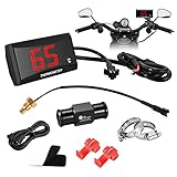 Uennm Motorrad-Thermometer, Digital, Wasserdicht, Metallfühler, Adapter für Motorrad