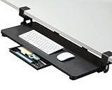 ETHU Tastaturauszug, Tastaturablage 68×30 cm mit C-Klemmhalterung, Untertischmontage Tastaturauszug...