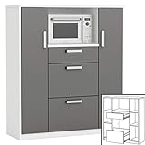 habeig Küchenschrank 8540 weiß anthrazit Singleküche Küchenregal Küchenzeile Schrank - 68kg !...