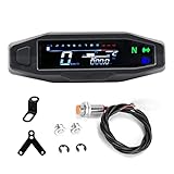 Shkalacar Motorrad Digitaler Tachometer, Drehzahlmesser mit 1-6 Gang LCD Display, Blinker,...