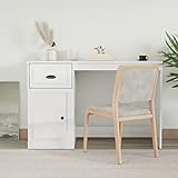 ShCuShan Schreibtisch mit Schublade Hochglanz-Weiß 115x50x75 cm Schultisch Schreibtischschrank Im...