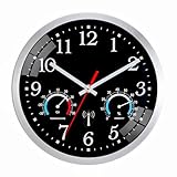 Ziprote Funk Wanduhr, Funkuhr Wand mit Temperaturanzeige und Luftfeuchtigkeit, Moderne Küchenuhr,...