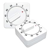 Küchentimer Mechanische,Xiuyer 2 Stück Tragbare Timer Quadrat 60 Minute Countdown Eieruhren Analog...
