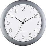 Eurotime Funkwanduhr, 30 cm, Kunststoffgehäuse, gewölbtes Echtglas, automatische Zeitein- und...