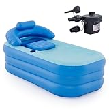 CO-Z Aufblasbare Badewanne Erwachsene Faltbare Badewanne PVC mit Pumpe Aufblasbarer Pool Rechteckig...