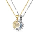 FDEETY Partnerketten Personalisiert Edelstahl Paar Halskette Sonne und Mond Edelstein-Halskette