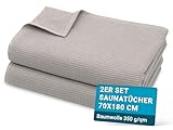 ZOLLNER 2er Set Saunatücher in 70x180 cm - langlebige Badetücher in grau - mit praktischem...