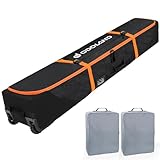 Odoland Rollende Skitasche, Gepolsterte Snowboardtaschen und Skischuhtasche mit Rollen für...