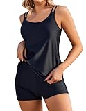 AI'MAGE Tankini Damen Bademode Set Damen Freizeit Tankini Badeanzug Zweiteiler Tankinis Set Elegant...