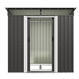 Devoko Metall Geräteschuppen 183x109x182cm mit Fundament, 3.6m³ Gerätehaus mit Oberlichte und...