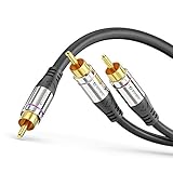 Sonero Premium Cinch Audiokabel, 1x Cinch Stecker auf 2x Cinch Stecker 1,50m, vergoldete Kontakte,...