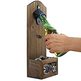 AHDECOR Flaschenöffner zur Wandmontage Bierkappenöffner mit Kronkorkenauffangbehälter aus...