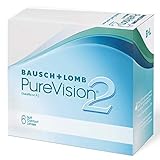 Bausch + Lomb PureVision 2 Monatslinsen, sehr dünne sphärische Kontaktlinsen, weich, 6 Stück BC...
