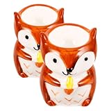 GLEAVI 2 Stück Keramik Eierbecher mit 3D Squirrel Motiv Porzellan Hellbraun für Frühstück und...