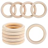 Tyqour 10 Stück Baby Holzringe zum Basteln, 70mm Holzring, Holz Ringe Natürlicher Hölzerner...