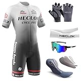 Herren Fahrrad Skinsuit,Kurzarm-Radsportanzug，Gepolstert einteilig Trisuit Bike Short Trisuit...