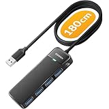 iDsonix USB Hub 3.0 mit verlängertem 180cm Kabel, USB Splitter 3.2 Gen 1 USB Verteiler, 5Gbps USB...