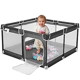 Navaris Faltbarer Laufstall XXL - 130 x 130 cm - Laufgitter für Baby - Klappbar - Playpen - Große...