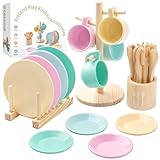 GAGAKU Holzspielzeug Kinderküche Geschirr Set - 27-teiliges Kinder Teeservice aus Holz mit...
