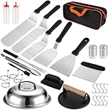 BBQ Grillbesteck Set,Edelstahl Utensilien,Grillzange, Grillspachtel Korkenzieher Grillset mit...