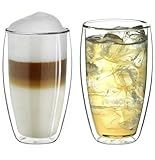 Creano 2er Set doppelwandige Latte Macchiato-Gläser 400ml „DG-SH“ - großes Doppelwandglas aus...