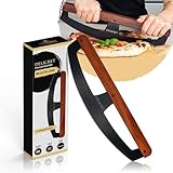 DELICRET 'Black Line'- Pizza Wiegemesser | Pizzaschneider mit Akazienholtgriff & scharfer...