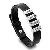 TMT personalisiertes Armband mit Namen (1-6) | schwarz braun Lederarmband Herren mit Gravur |...