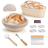 PITCH PULSE Gärkorb Set, Brot Gärkörbchen aus Peddigrohr zum Brot backen, Brotkörbchen,...