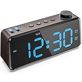 ANJANK Digitaler Radiowecker - 0-100% Dimmbares,Doppelwecker mit Wochentags/Wochenend,...
