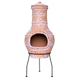 Terrassenofen Gartenkamin Terracotta 85 cm Gartenofen Stahlgestell Feueröffnung20x15 cm...