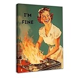 Dazzlewall Gerahmt Lustige Küche Wandkunst Poster, Jahrgang 50Er Jahre Glückliche Hausfrau Bild...