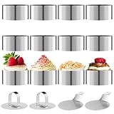 16 Teiliges Dessertringe Formenset aus Edelstahl, inklusive 12 Tortenring (8 CM Durchmesser), 2...