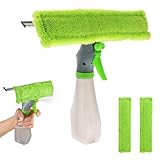 Fensterabzieher, 3 in 1 Fensterreiniger Set mit Sprühfunktion und 2 Abnehmbares Mikrofaser...