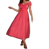 Damen Vintage Tüllkleid Schulterfrei Abendkleider Elegant Cocktailkleid Partykleid Ärmel Maxikleid...