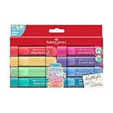 FABER-CASTELL 254626 - Textmarker Set TL 46, 8er Etui, Pastell Farben, mit langlebiger Keilspitze,...