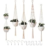 Petutu 5er Set Makramee Blumenampel, Boho Deko Baumwollseil Hängeampel Blumentopf Pflanzen Halter...