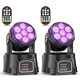2er 7X15W Moving Head Wash Mini Bühnenlicht dmx512 RGBW Lichteffekte 5 Steuerungsmodus Spot DJ...