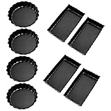 Antihaft-Quiche-Tartepfannen-Set, 8-teilig (rund und rechteckig) mit herausnehmbarem Boden,...