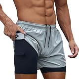 Smatstyle Herren Laufshorts Sport Shorts Schnell Trocknend 2 in 1 Sporthose Leicht mit...