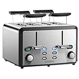XXL Toaster 4 Toastschlitze | Toastautomat | XXL Toaster | 1600 Watt | 6-Stufen Bräuneregler | 2x...