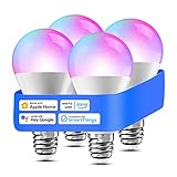 meross Smart WLAN Glühbirne für HomeKit Wifi Lampe LED Mehrfarbige Dimmbare Glühbirne RGBWW...