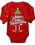 miKalino Babybody mit Spruch für Jungen Mädchen Unisex Langarm Mein erstes Weihnachten...