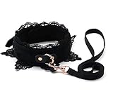 Lederhalsband mit Leine Kit Spitze Leder Choker mit Leine Set für Frauen Schwarz Spitze (schwarz)