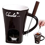 Jeorywoet Käsefondue, Schokoladenfondue Tasse mit Gabel 6, 8oz hohlen Keramikkäse Becher Easy...