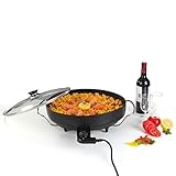 Elektropfanne mit Glasdeckel 1500 Watt Elektrische Party Pfanne 6,5 Liter Bratpfanne (Abnehmbares...