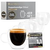 Lemontree 4er Set Espressotassen 80ml - 180 Grad spülmaschinenfest und hitzebeständig -...